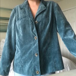 Vintage Teal Velvet Blazer, Size L